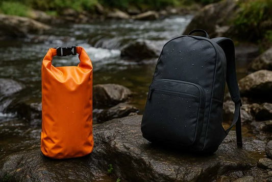 Comparison graphic showing differences between dry bags and waterproof bags