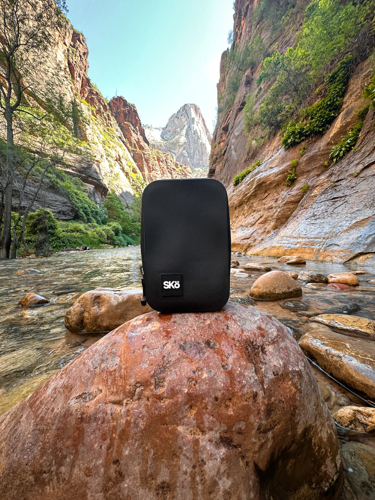 SKÖ Gear waterproof adventure gear in a canyon